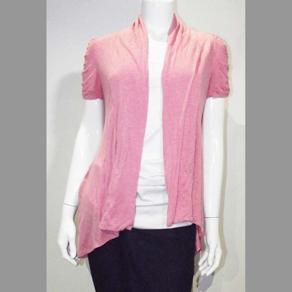 Soft Pink Short Sleeved Jacket/Shawl - Size Large